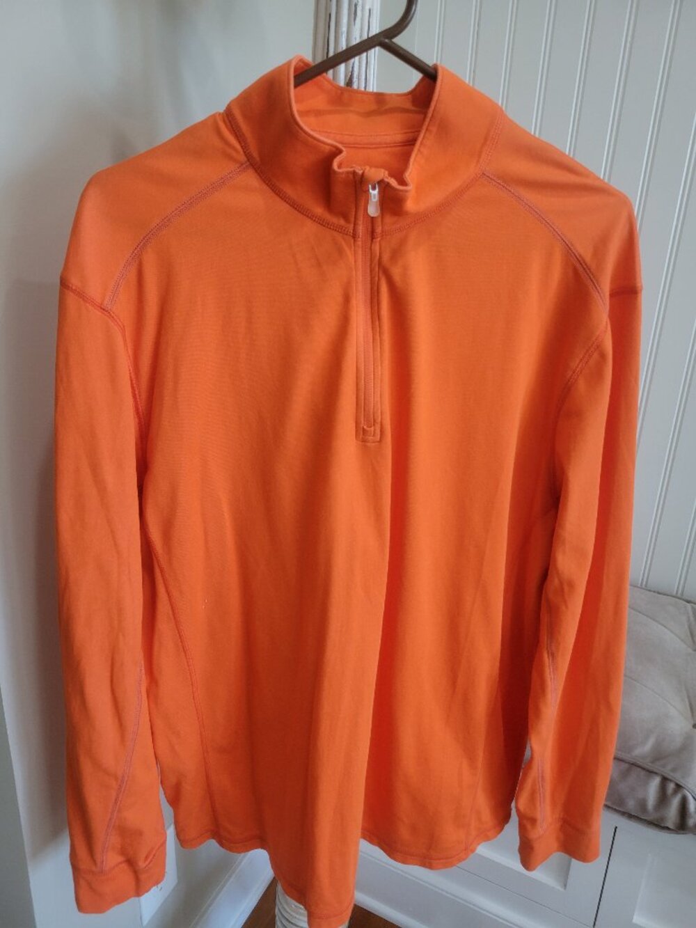 Men's Tommy Bahama 1/4 Zip Pullover Shirt XL Orange with Gray Stitching